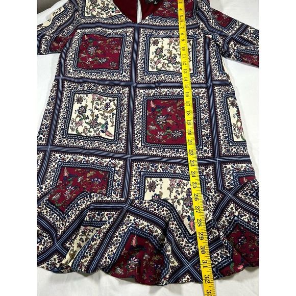 Lulus Women’s Crack A Smile Cream And Plum Multi Print Shift Dress Small - Picture 12 of 13